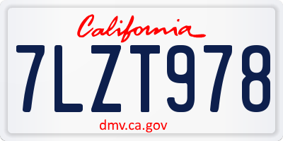 CA license plate 7LZT978