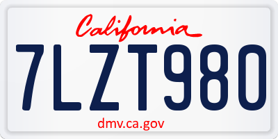 CA license plate 7LZT980