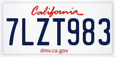 CA license plate 7LZT983