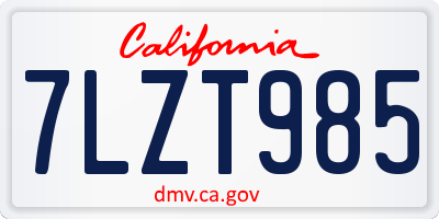CA license plate 7LZT985