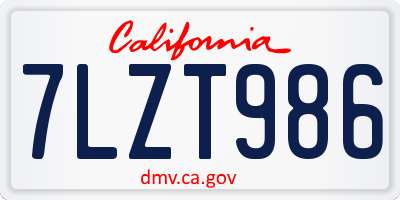CA license plate 7LZT986