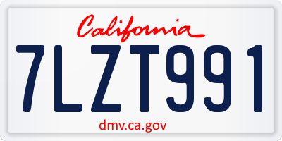 CA license plate 7LZT991