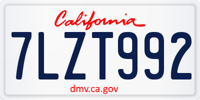 CA license plate 7LZT992