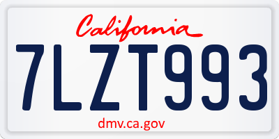 CA license plate 7LZT993
