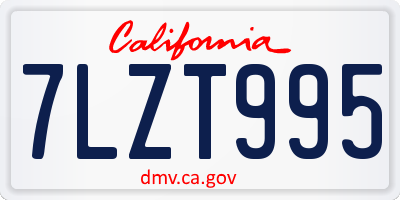 CA license plate 7LZT995