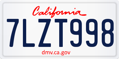 CA license plate 7LZT998