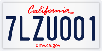 CA license plate 7LZU001