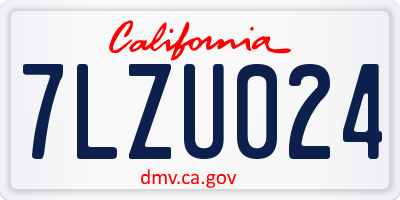 CA license plate 7LZU024