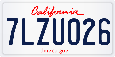 CA license plate 7LZU026