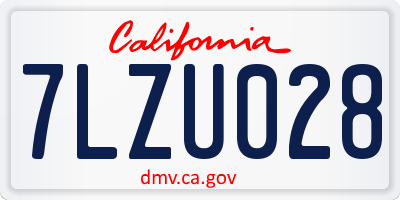 CA license plate 7LZU028