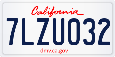 CA license plate 7LZU032