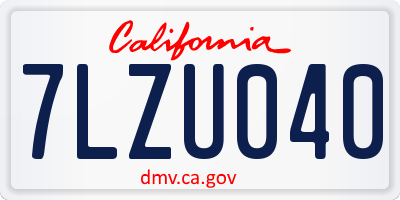 CA license plate 7LZU040