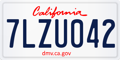 CA license plate 7LZU042