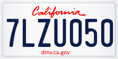 CA license plate 7LZU050