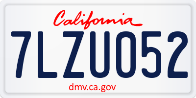 CA license plate 7LZU052