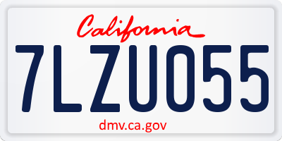 CA license plate 7LZU055