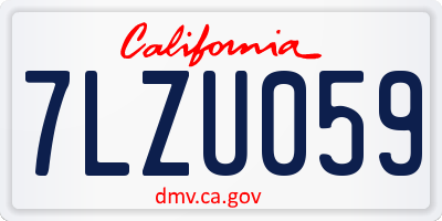 CA license plate 7LZU059