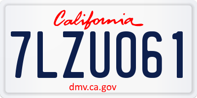 CA license plate 7LZU061