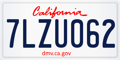 CA license plate 7LZU062