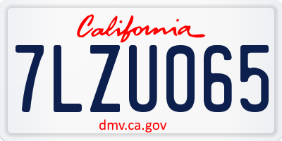 CA license plate 7LZU065