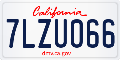 CA license plate 7LZU066