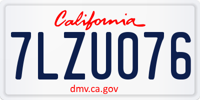 CA license plate 7LZU076