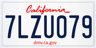 CA license plate 7LZU079