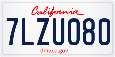 CA license plate 7LZU080