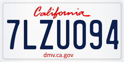 CA license plate 7LZU094