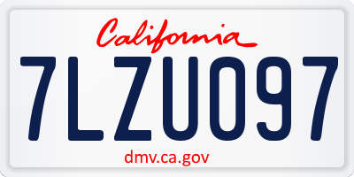 CA license plate 7LZU097