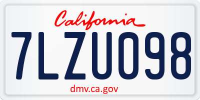 CA license plate 7LZU098