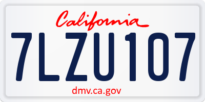 CA license plate 7LZU107