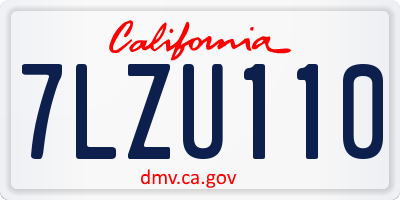 CA license plate 7LZU110