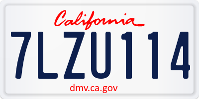 CA license plate 7LZU114