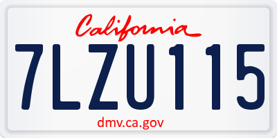 CA license plate 7LZU115