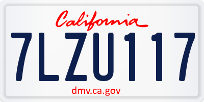 CA license plate 7LZU117