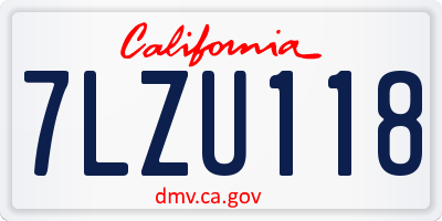 CA license plate 7LZU118