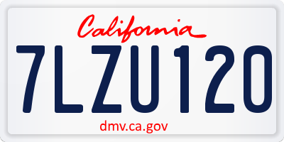 CA license plate 7LZU120