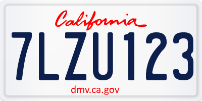 CA license plate 7LZU123