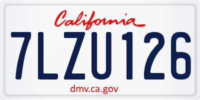 CA license plate 7LZU126