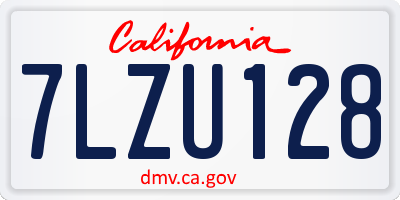 CA license plate 7LZU128