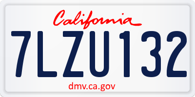 CA license plate 7LZU132