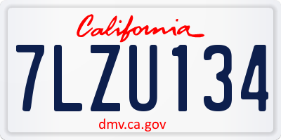 CA license plate 7LZU134