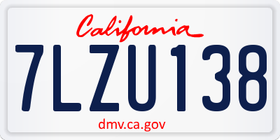 CA license plate 7LZU138