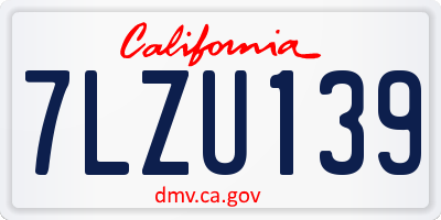 CA license plate 7LZU139