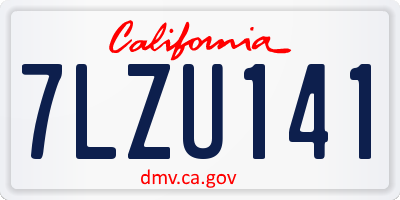 CA license plate 7LZU141
