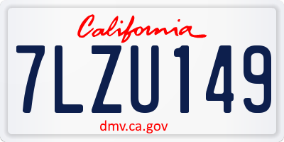 CA license plate 7LZU149