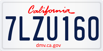 CA license plate 7LZU160