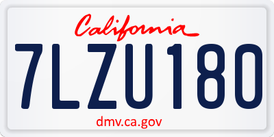 CA license plate 7LZU180