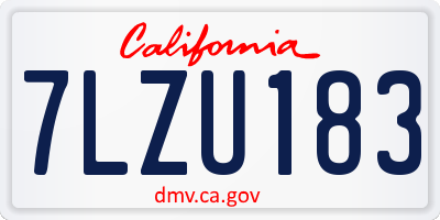 CA license plate 7LZU183